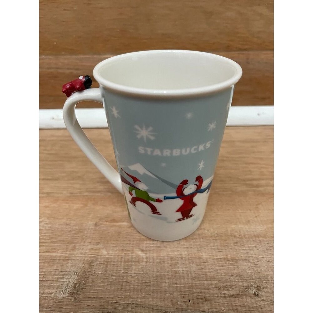 NWOT Starbucks Holiday Mug 12oz With Dog Sledding Scene & Snowflakes